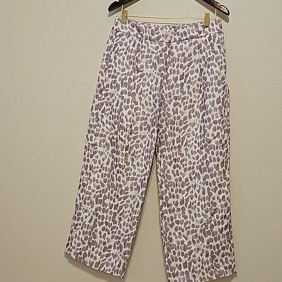 NWT J. Crew Pleated Linen Blend Pants in Lilac Giraffe Print size 8 - Picture 3 of 14